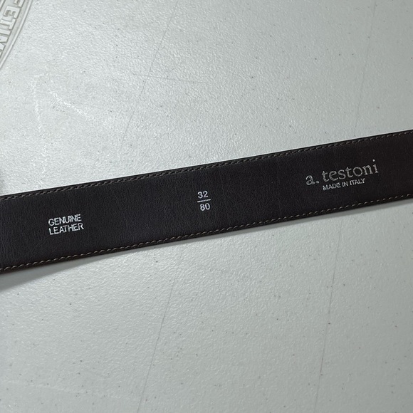 a. Testoni 32W Belt 100% Genuine Leather Pebble Brown Made in Italy Lux Designer - Picture 5 of 12